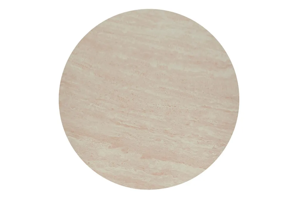 Riess-Ambiente Skandinavisch|Couchtische & Truhen > Runder Couchtisch ENSO 80cm champagner greige Travertin Keramik Walnussholz
