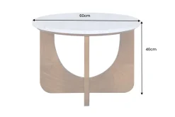 Riess-Ambiente Skandinavisch|Couchtische & Truhen > Runder Couchtisch ENSO 60cm weiß Marmor braun massiv Mangoholz