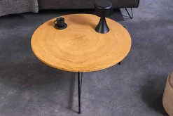 Riess-Ambiente Industrial Loft|Couchtische & Truhen > Runder Couchtisch FUSION 70cm Baumscheibe Eiche schwarz Metall Beistelltisch