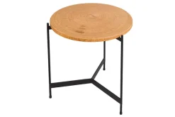Riess-Ambiente Industrial Loft|Couchtische & Truhen > Runder Couchtisch FUSION 50cm Baumscheibe Eiche schwarz Metall Beistelltisch