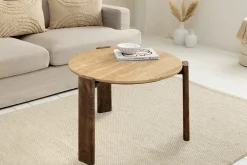Riess-Ambiente Skandinavisch|Couchtische & Truhen > Runder Couchtisch GATSBY 70cm braun Mangoholz mit echtem Travertin