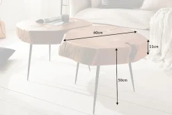 Riess-Ambiente Mehr...|Couchtische > Runder Couchtisch GOA 60cm Akazie Massivholz Baumstamm schwarze Metallbeine