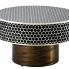 Riess-Ambiente Goldene Möbel|Couchtische & Truhen > Runder Couchtisch HARMONY NATURE 60cm schwarz weiß gold mit Mosaik