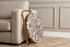 Riess-Ambiente Goldene Möbel|Couchtische & Truhen > Runder Couchtisch NOBLE 65cm Edelstein Achat abnehmbare Tischplatte goldenes Metallgestell
