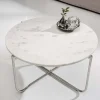 Riess-Ambiente Couchtische & Truhen > Runder Couchtisch NOBLE 65cm weiß Marmor abnehmbare Tischplatte klappbar silber Metall