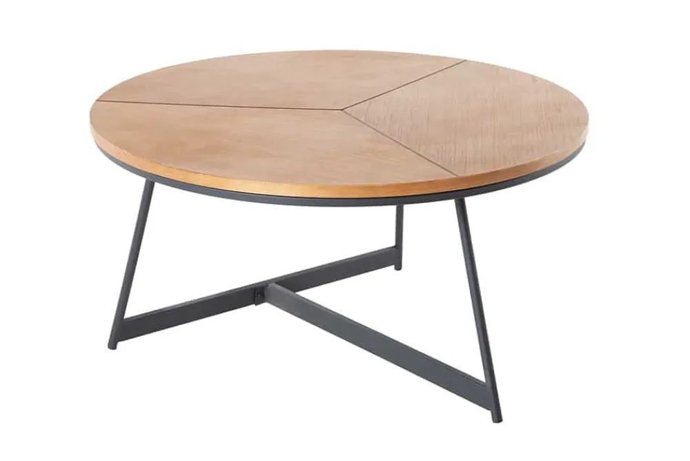 Riess-Ambiente Industrial Loft|Couchtische & Truhen > Runder Couchtisch OAK ELEGANCE 80cm Eiche Holz-Design schwarzes Metallgestell