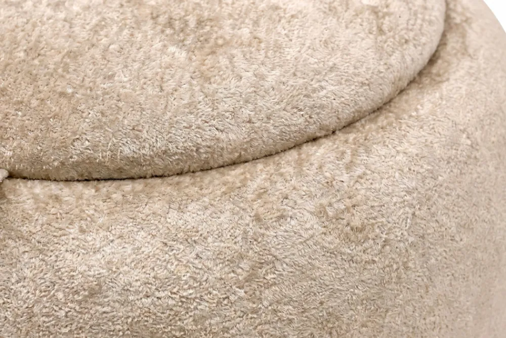 Riess-Ambiente Skandinavisch|Sitzhocker > Runder Couchtisch ORBIT 50cm champagner-greige Bouclé Hocker mit Tablett und Stauraum