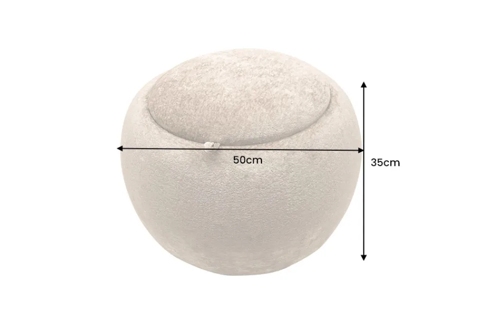Riess-Ambiente Skandinavisch|Sitzhocker > Runder Couchtisch ORBIT 50cm champagner-greige Bouclé Hocker mit Tablett und Stauraum