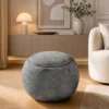 Riess-Ambiente Skandinavisch|Sitzhocker > Runder Couchtisch ORBIT 50cm grau Bouclé Hocker mit Tablett und Stauraum