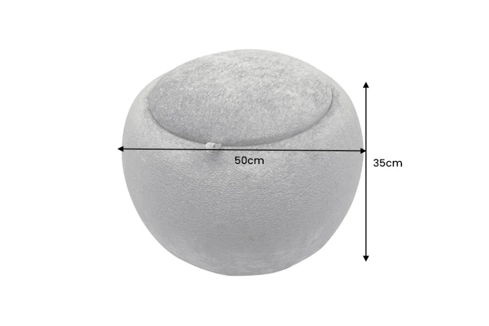 Riess-Ambiente Skandinavisch|Sitzhocker > Runder Couchtisch ORBIT 50cm grau Bouclé Hocker mit Tablett und Stauraum