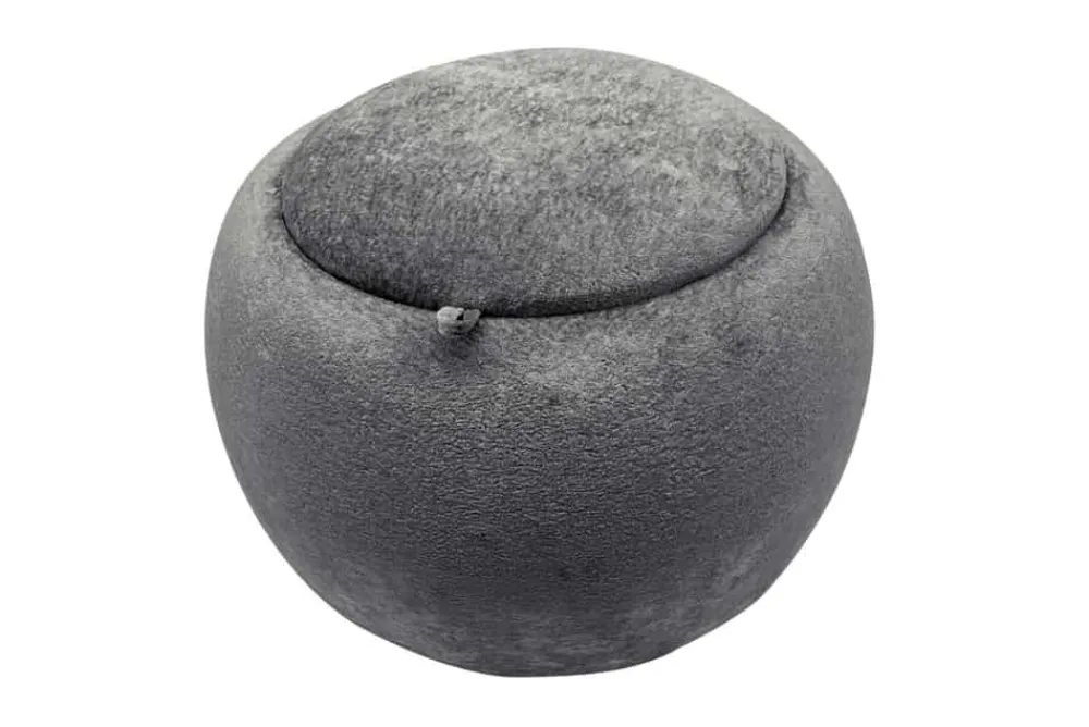Riess-Ambiente Skandinavisch|Sitzhocker > Runder Couchtisch ORBIT 50cm grau Bouclé Hocker mit Tablett und Stauraum
