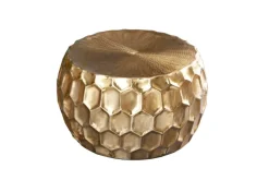 Riess-Ambiente Beistelltische|Goldene Möbel > Runder Couchtisch ORGANIC ORIENT 70cm gold Metall Hammerschlag handmade Waben Design