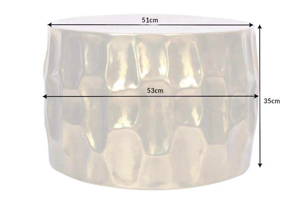 Riess-Ambiente Goldene Möbel|Couchtische & Truhen > Runder Couchtisch ORGANIC ORIENT 55cm gold Metall Hammerschlag 3D-Design handmade