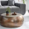 Riess-Ambiente Couchtische & Truhen > Runder Couchtisch ORIENT 80cm kupfer geflammt Metall Hammerschlag Design handmade