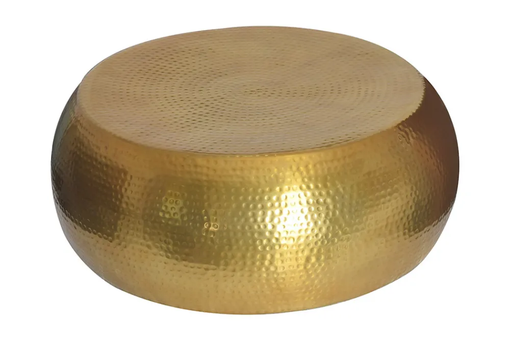 Riess-Ambiente Goldene Möbel|Couchtische & Truhen > Runder Couchtisch ORIENT 80cm messing Metall Aluminium Hammerschlag Design handmade