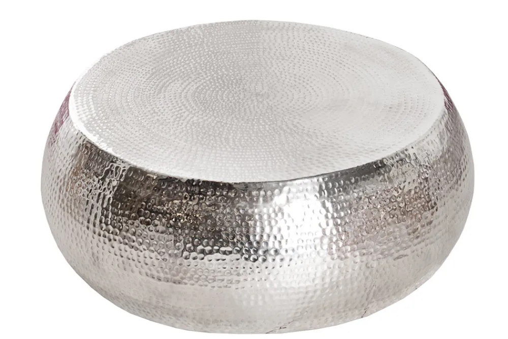 Riess-Ambiente Couchtische & Truhen > Runder Couchtisch ORIENT 80cm silber Metall Aluminium Hammerschlag Design handmade