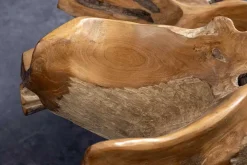 Riess-Ambiente Mehr...|Couchtische > Runder Couchtisch ROOT 100cm natur Teak Massivholz aus Wurzelholz mit Glasplatte