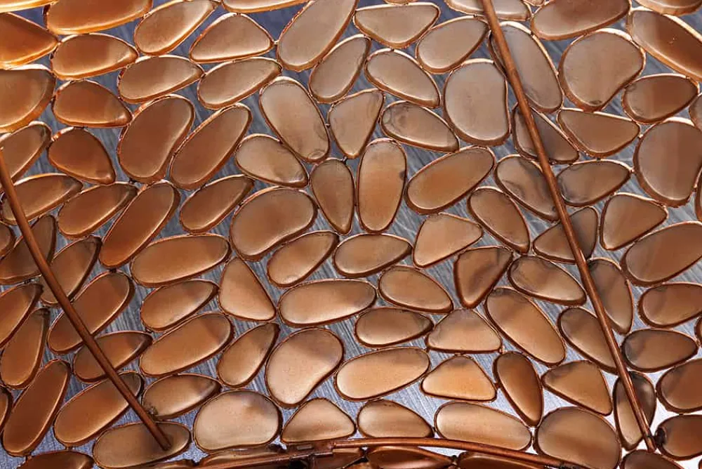 Riess-Ambiente Couchtische & Truhen > Runder Couchtisch STONE MOSAIC 75cm kupfer Metall Mosaik handmade