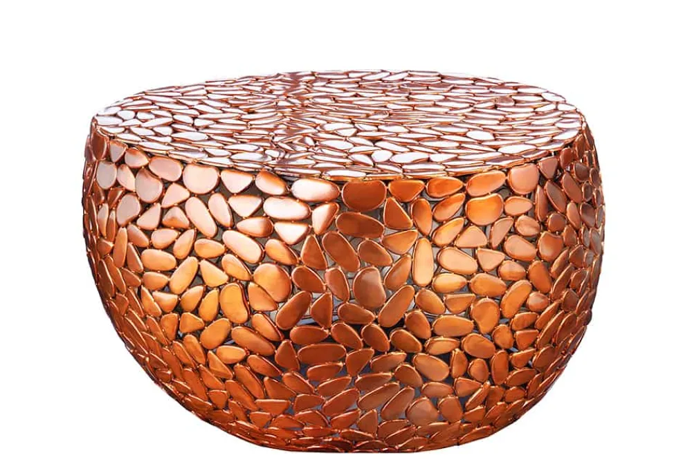 Riess-Ambiente Couchtische & Truhen > Runder Couchtisch STONE MOSAIC 75cm kupfer Metall Mosaik handmade