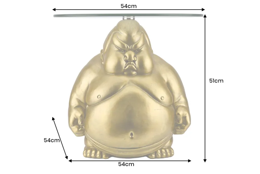Riess-Ambiente Goldene Möbel|Couchtische & Truhen > Runder Couchtisch SUMO 55cm gold Skulptur handmade