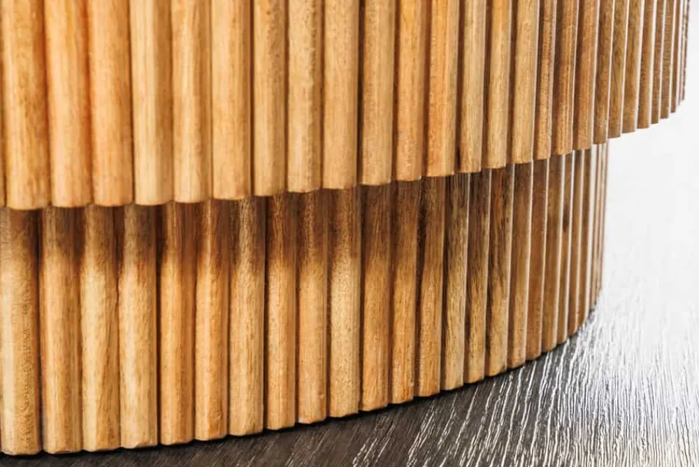 Riess-Ambiente Mehr...|Couchtische > Runder Couchtisch TRES CHIC 60cm weiß Marmor natur Mangoholz mit Stauraum