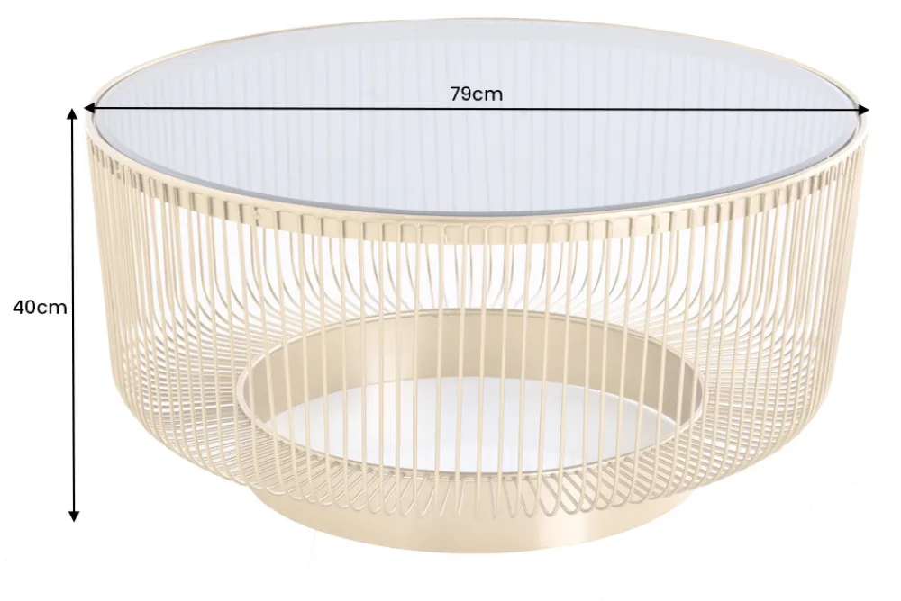 Riess-Ambiente Goldene Möbel|Couchtische & Truhen > Runder Couchtisch VARIATION 80cm gold Metallgestell Schwarzglas Handarbeit
