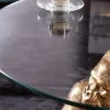 Riess-Ambiente Goldene Möbel|Couchtische & Truhen > Runder Couchtisch WILDLIFE KONG 60cm gold Metall Glas Affenfigur Gorilla Skulptur handmade