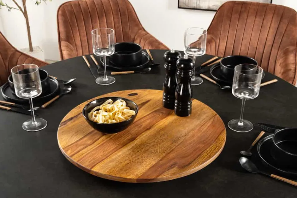 Riess-Ambiente Dekoration > Runder Drehteller MAKASSAR 50cm braun Sheesham Massivholz stone finish handmade