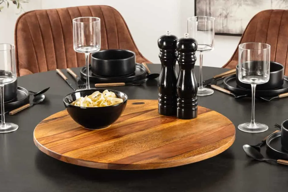 Riess-Ambiente Dekoration > Runder Drehteller MAKASSAR 50cm braun Sheesham Massivholz stone finish handmade