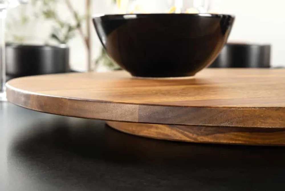 Riess-Ambiente Dekoration > Runder Drehteller MAKASSAR 50cm braun Sheesham Massivholz stone finish handmade