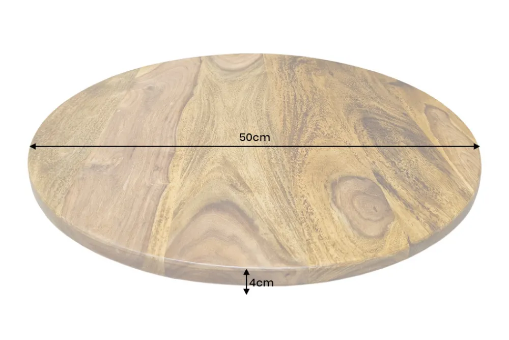 Riess-Ambiente Dekoration > Runder Drehteller MAKASSAR 50cm braun Sheesham Massivholz stone finish handmade
