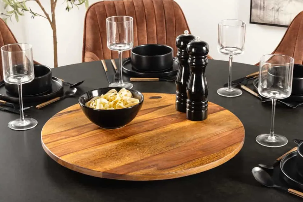 Riess-Ambiente Dekoration > Runder Drehteller MAKASSAR 50cm braun Sheesham Massivholz stone finish handmade