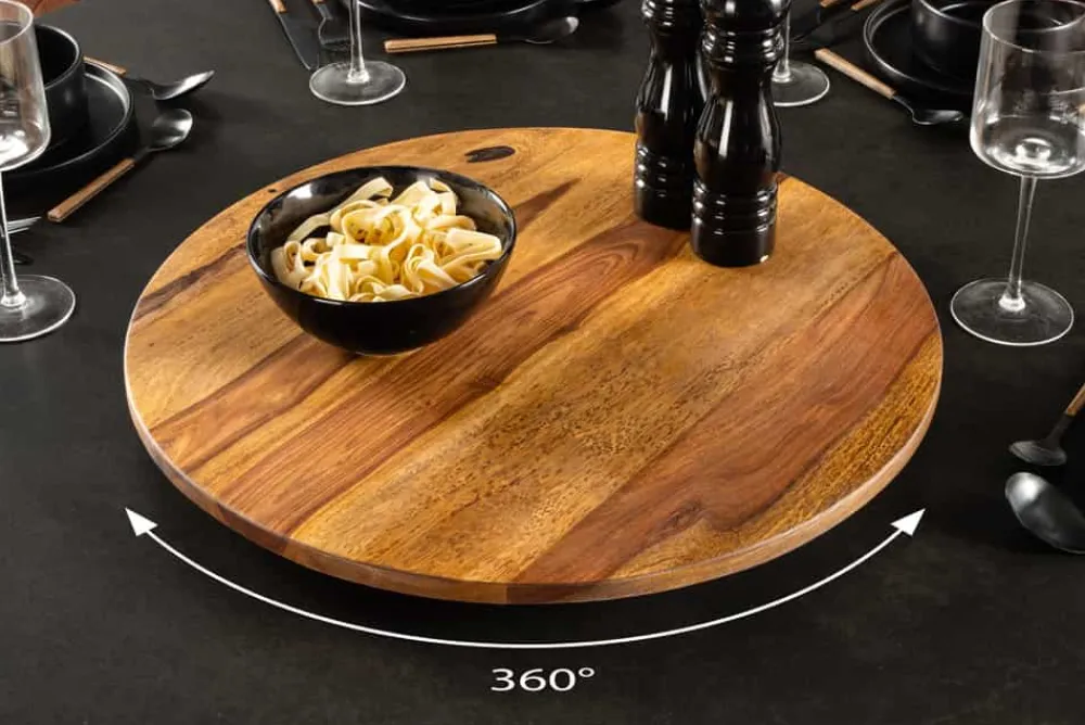 Riess-Ambiente Dekoration > Runder Drehteller MAKASSAR 50cm braun Sheesham Massivholz stone finish handmade