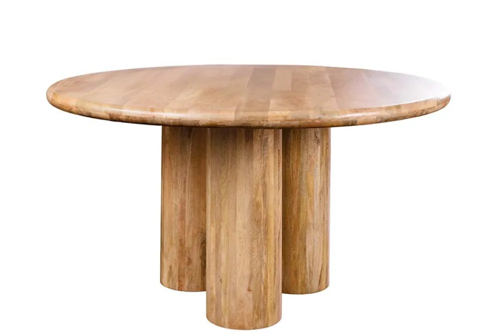 Riess-Ambiente Mehr...|Massivholzesstische > Runder Esstisch ART DECO 140cm natur Mangoholz massiv mit Säulenfüßen