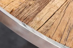 Riess-Ambiente Mehr...|Massivholzesstische > Runder Esstisch BARRACUDA 140cm braun Teak Massivholz Glas silber Edelstahl verchromt