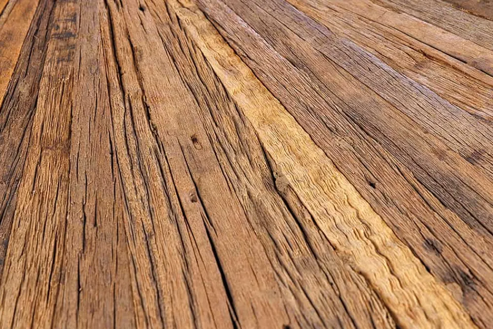 Riess-Ambiente Mehr...|Massivholzesstische > Runder Esstisch BARRACUDA 120cm braun Teak Massivholz Glasplatte silber Edelstahl verchromt