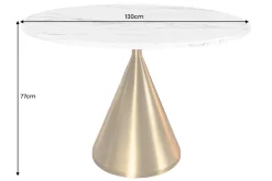 Riess-Ambiente Goldene Möbel|Esstische > Runder Esstisch ELEGANCIA 130cm weiß Marmor gold Metall mit Säulenfuß
