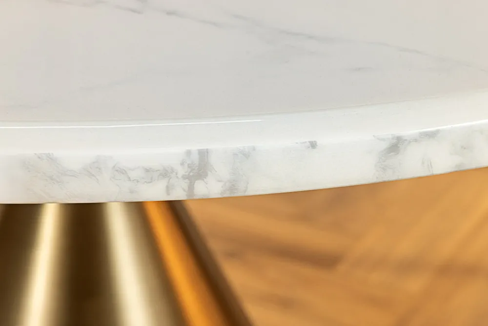 Riess-Ambiente Goldene Möbel|Esstische > Runder Esstisch ELEGANCIA 130cm weiß Marmor gold Metall mit Säulenfuß