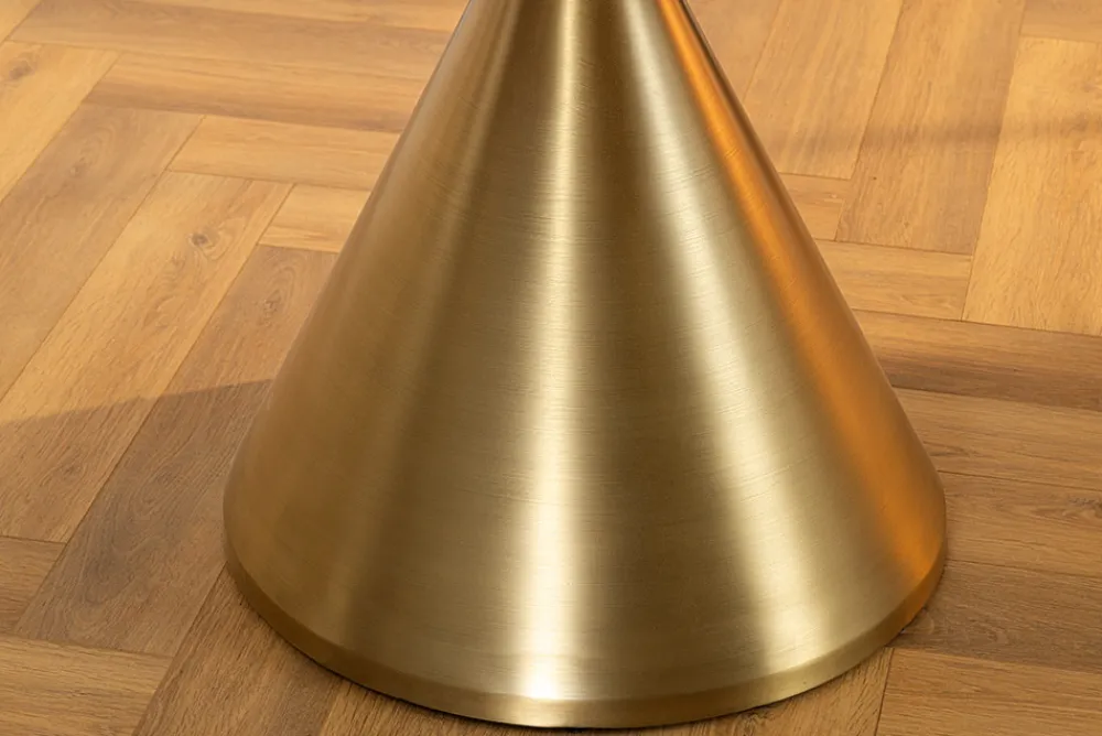 Riess-Ambiente Goldene Möbel|Esstische > Runder Esstisch ELEGANCIA 130cm weiß Marmor gold Metall mit Säulenfuß