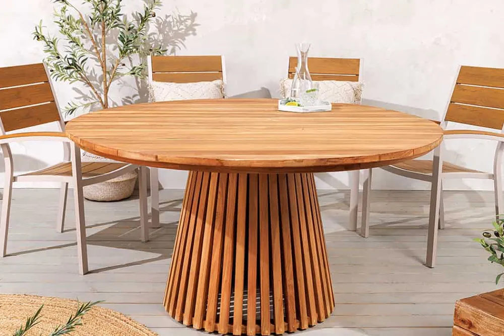Riess-Ambiente Esstische|Gartentische > Runder Esstisch EMPIRE TEAK 140cm braun Teakholz Indoor Outdoor wetterfest