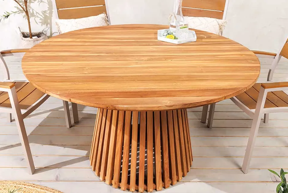 Riess-Ambiente Esstische|Gartentische > Runder Esstisch EMPIRE TEAK 140cm braun Teakholz Indoor Outdoor wetterfest