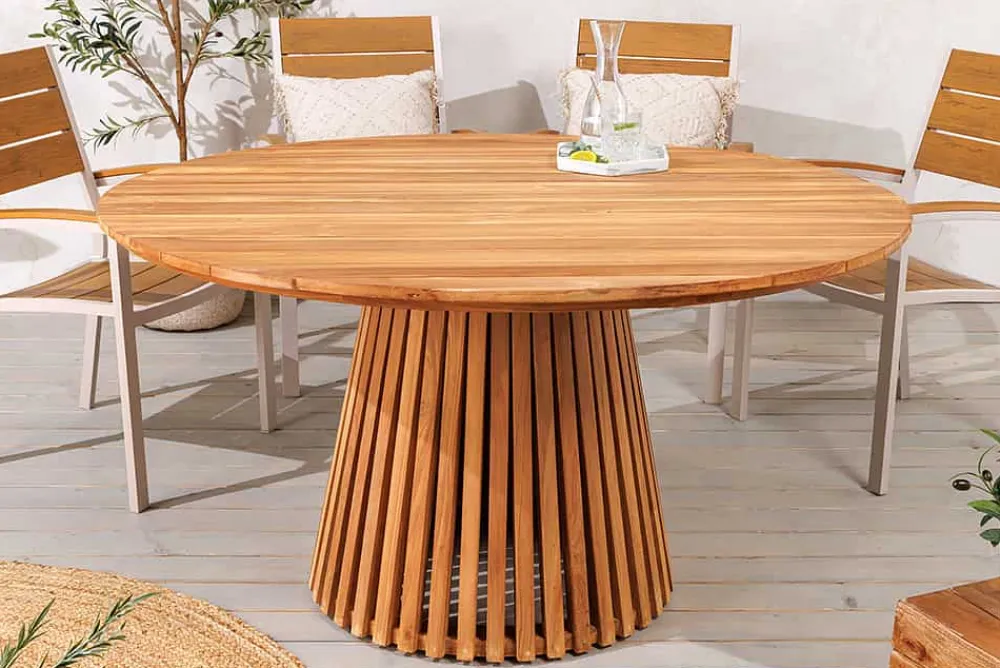 Riess-Ambiente Esstische|Gartentische > Runder Esstisch EMPIRE TEAK 140cm braun Teakholz Indoor Outdoor wetterfest