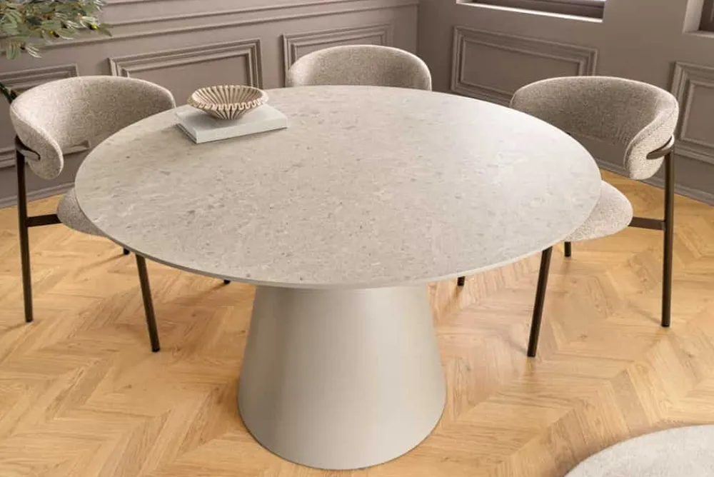 Riess-Ambiente Esstische > Runder Esstisch EN VOGUE 120cm matt grau Beton-Design mit Säulenfuß