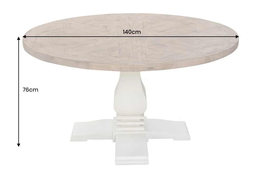 Riess-Ambiente Mehr...|Massivholzesstische > Runder Esstisch HAMPTONS 140cm hellbraun creme recycelte Pinie Massivholz