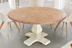 Riess-Ambiente Mehr...|Massivholzesstische > Runder Esstisch HAMPTONS 120cm hellbraun creme recycelte Pinie Massivholz