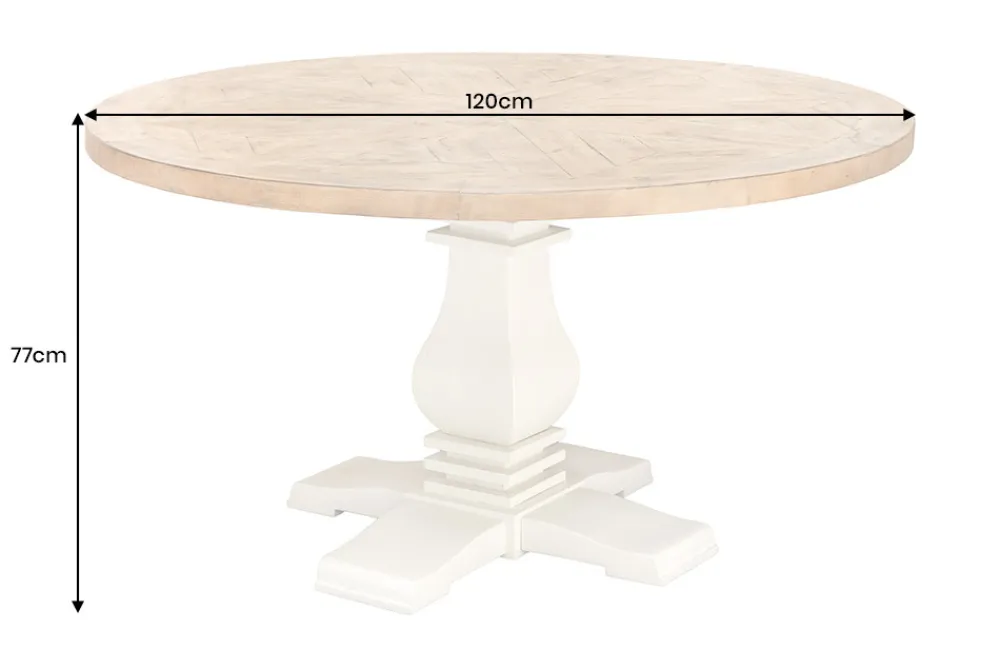 Riess-Ambiente Mehr...|Massivholzesstische > Runder Esstisch HAMPTONS 120cm hellbraun creme recycelte Pinie Massivholz