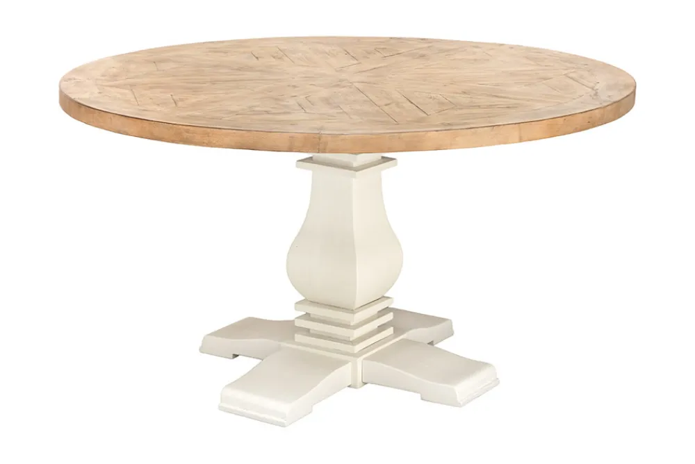 Riess-Ambiente Mehr...|Massivholzesstische > Runder Esstisch HAMPTONS 120cm hellbraun creme recycelte Pinie Massivholz