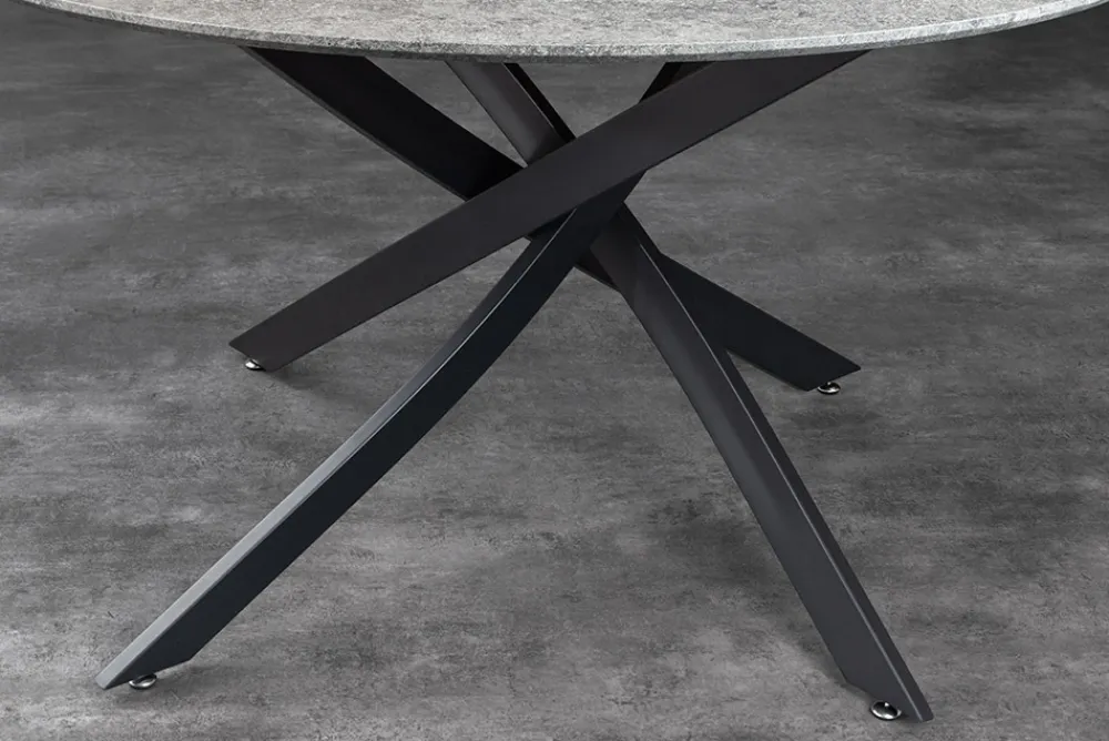 Riess-Ambiente Industrial Loft|Esstische > Runder Esstisch HELIX 120cm grau Beton-Design schwarze Metallbeine Sterngestell