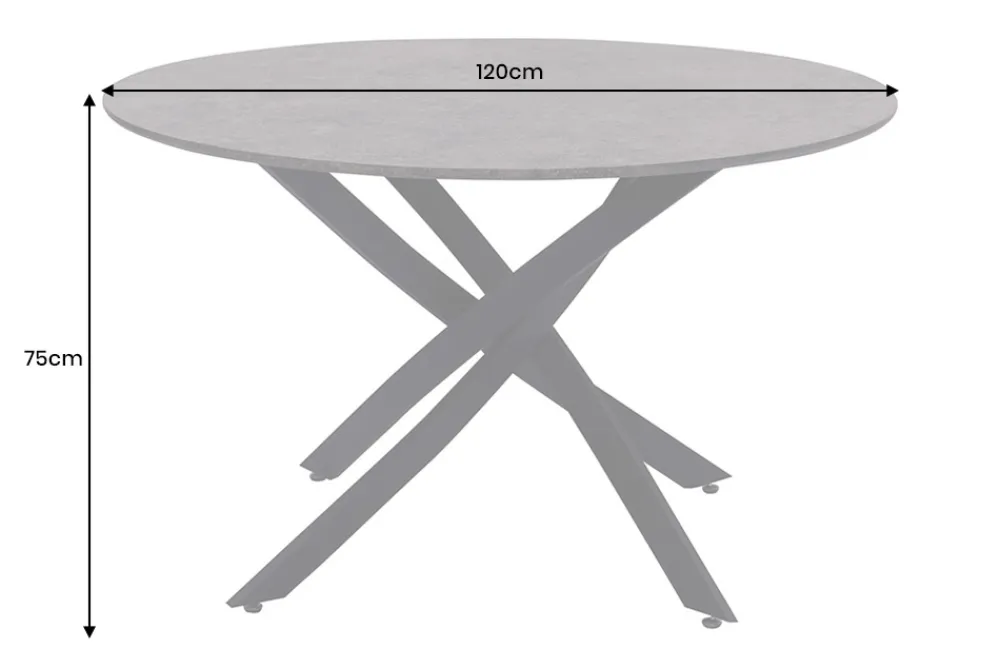 Riess-Ambiente Industrial Loft|Esstische > Runder Esstisch HELIX 120cm grau Beton-Design schwarze Metallbeine Sterngestell