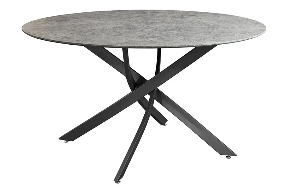 Riess-Ambiente Industrial Loft|Esstische > Runder Esstisch HELIX 120cm grau Beton-Design schwarze Metallbeine Sterngestell